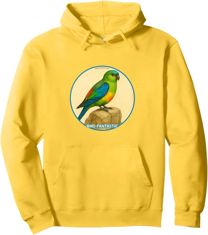 Retro Red-Rumped Parrot Hoodie – Vintage Bird Design Sweatshirt