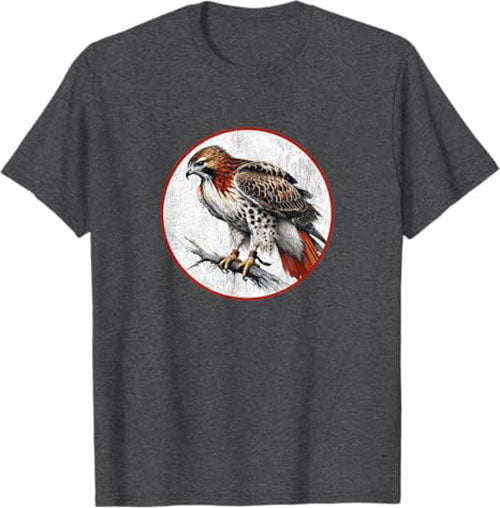 Retro Red Tailed Hawk Bird Design T-Shirt Design 10 Colors by Bird Fantastic | Birding Graphic Tee