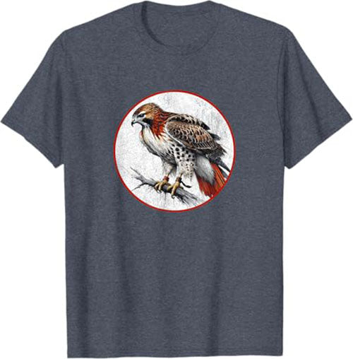 Retro Red Tailed Hawk Bird Design T-Shirt Design 10 Colors by Bird Fantastic | Birding Graphic Tee