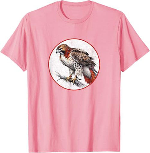 Retro Red Tailed Hawk Bird Design T-Shirt Design 10 Colors by Bird Fantastic | Birding Graphic Tee