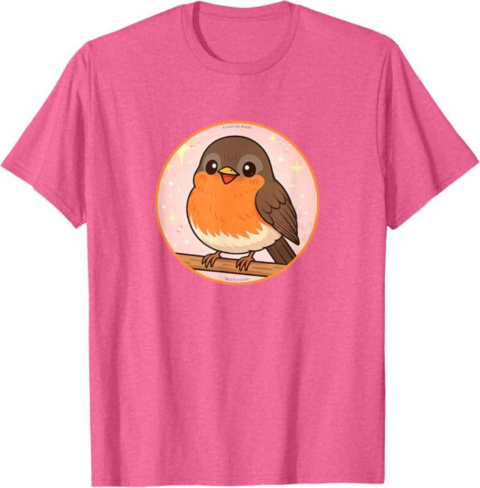Super Cute American Robin Anime Bird Design by Bird.fan | Birding Graphic Tee