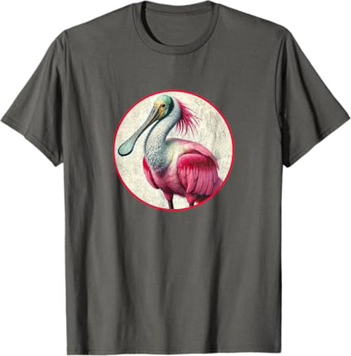Roseate Spoonbill T-Shirt Retro Design by Bird.fan