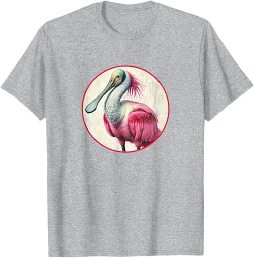Roseate Spoonbill T-Shirt Retro Design by Bird.fan