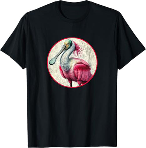 Roseate Spoonbill T-Shirt Retro Design by Bird.fan