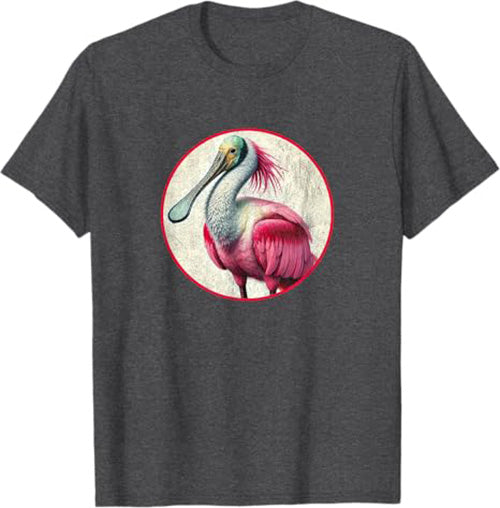 Roseate Spoonbill T-Shirt Retro Design by Bird.fan