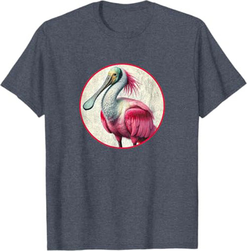 Roseate Spoonbill T-Shirt Retro Design by Bird.fan