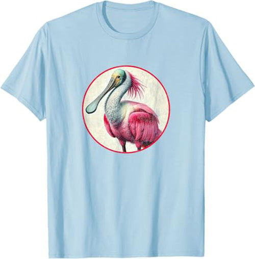 Roseate Spoonbill T-Shirt Retro Design by Bird.fan