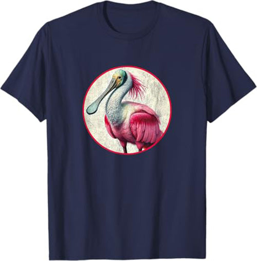 Roseate Spoonbill T-Shirt Retro Design by Bird.fan