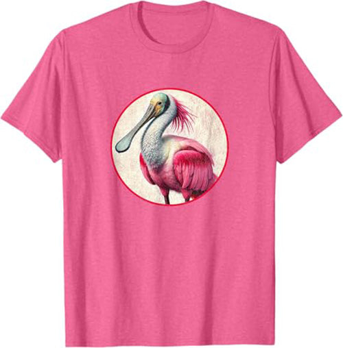 Roseate Spoonbill T-Shirt Retro Design by Bird.fan