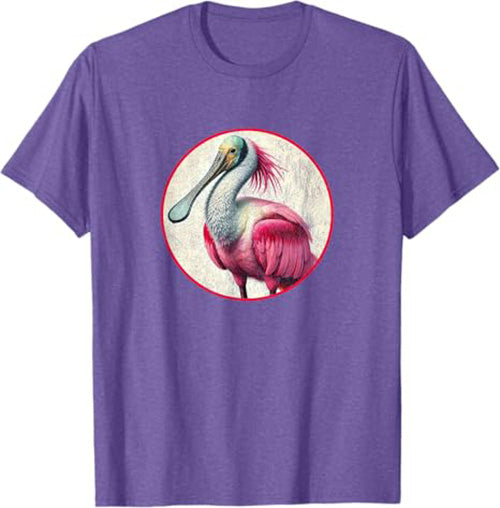 Roseate Spoonbill T-Shirt Retro Design by Bird.fan