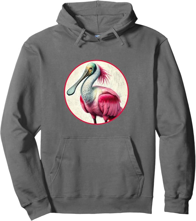 Retro Roseate Spoonbill Hoodie – Vintage Bird Design Sweatshirt