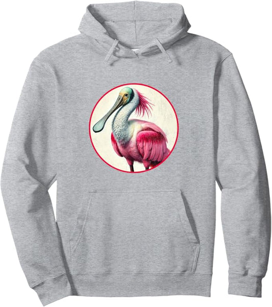 Retro Roseate Spoonbill Hoodie – Vintage Bird Design Sweatshirt
