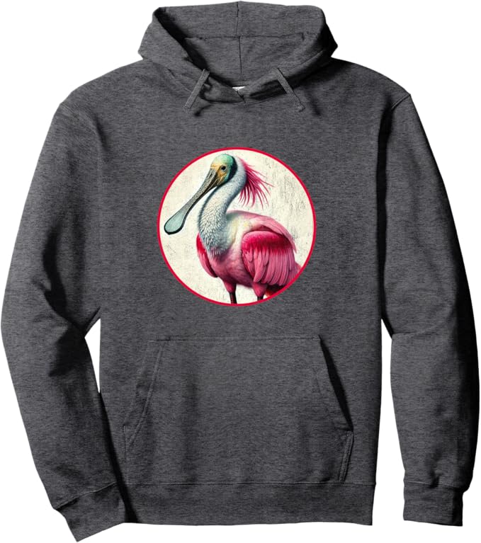 Retro Roseate Spoonbill Hoodie – Vintage Bird Design Sweatshirt