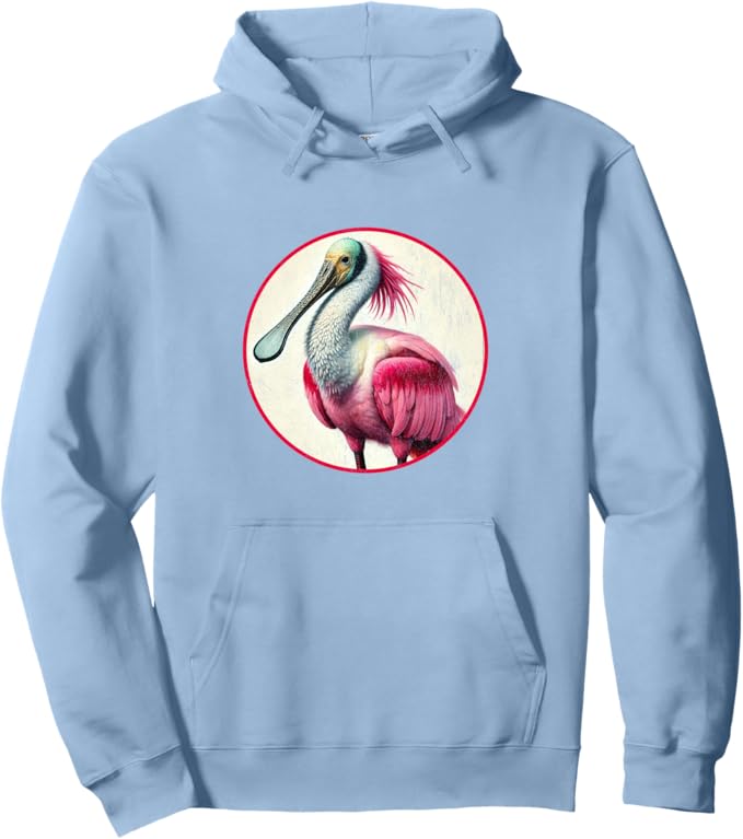 Retro Roseate Spoonbill Hoodie – Vintage Bird Design Sweatshirt