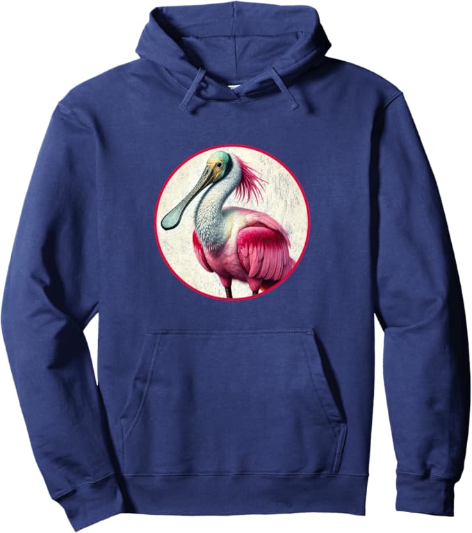 Retro Roseate Spoonbill Hoodie – Vintage Bird Design Sweatshirt