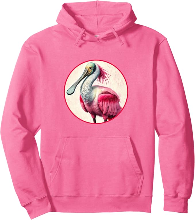 Retro Roseate Spoonbill Hoodie – Vintage Bird Design Sweatshirt