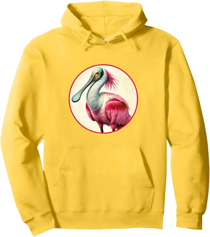 Retro Roseate Spoonbill Hoodie – Vintage Bird Design Sweatshirt