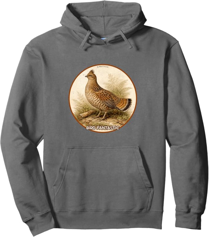 Retro Ruffled Grouse Hoodie – Vintage Bird Design Sweatshirt