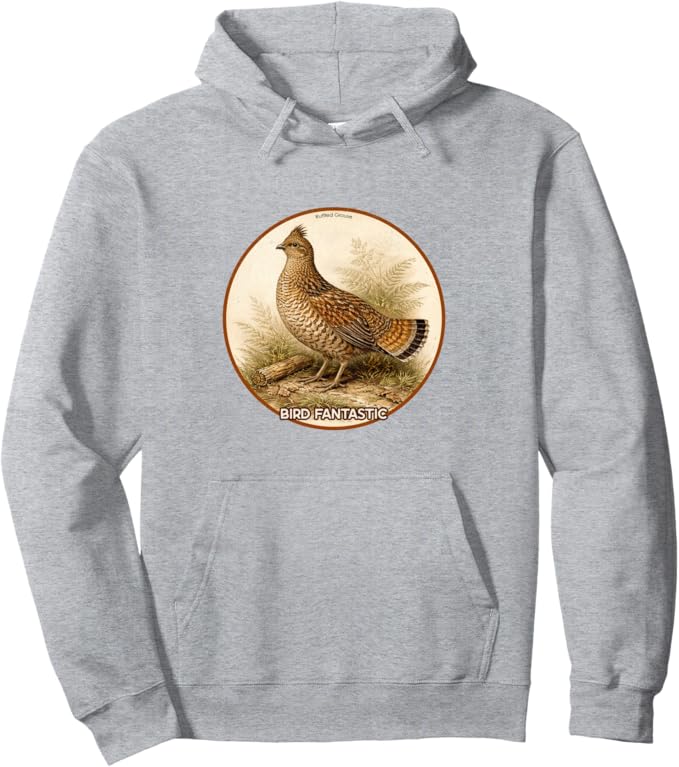 Retro Ruffled Grouse Hoodie – Vintage Bird Design Sweatshirt