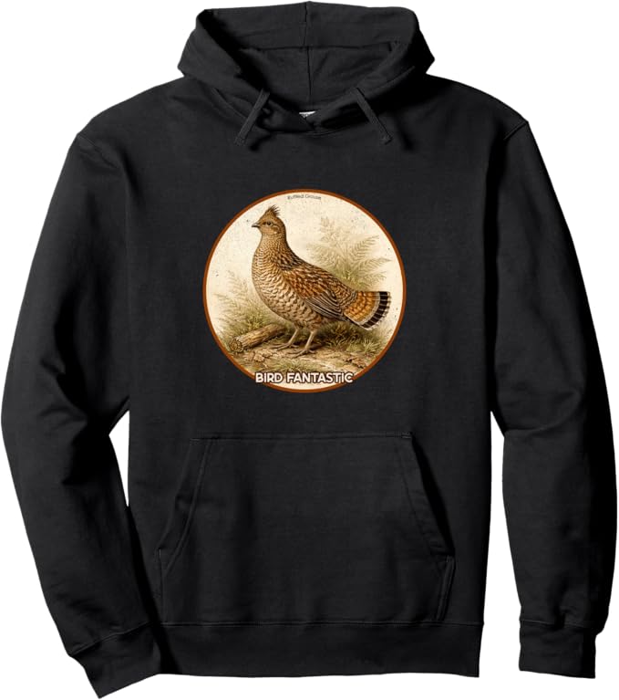 Retro Ruffled Grouse Hoodie – Vintage Bird Design Sweatshirt