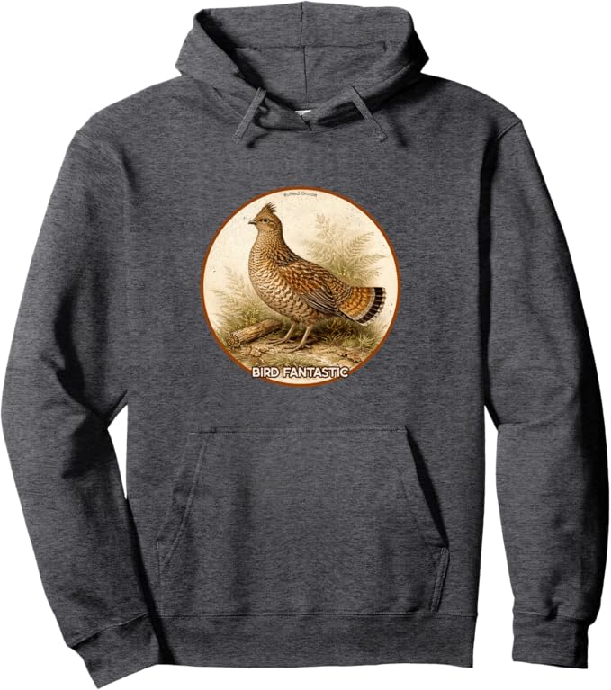 Retro Ruffled Grouse Hoodie – Vintage Bird Design Sweatshirt