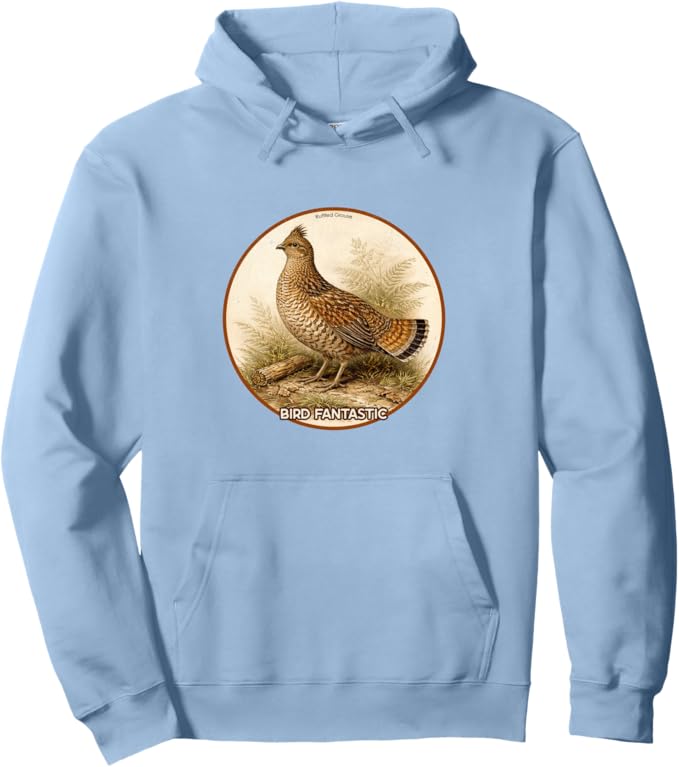 Retro Ruffled Grouse Hoodie – Vintage Bird Design Sweatshirt