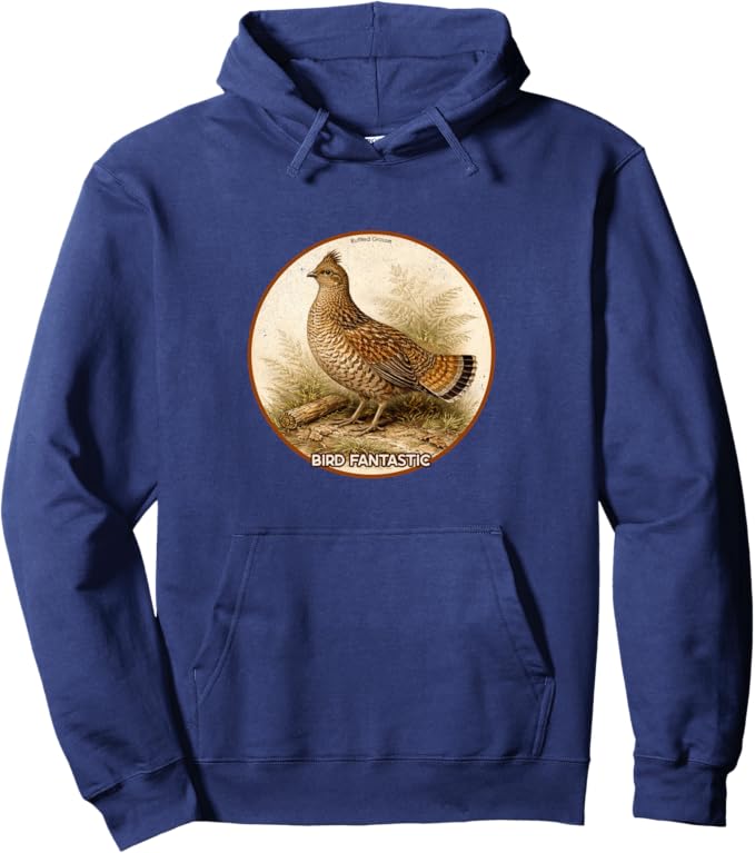 Retro Ruffled Grouse Hoodie – Vintage Bird Design Sweatshirt