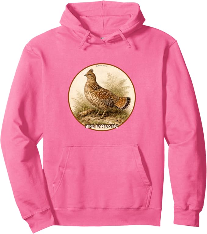 Retro Ruffled Grouse Hoodie – Vintage Bird Design Sweatshirt