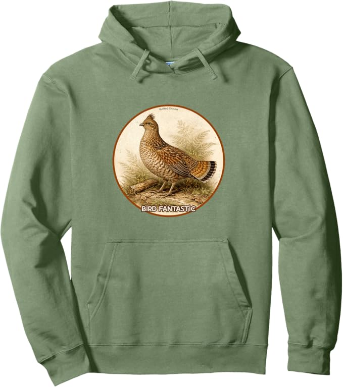 Retro Ruffled Grouse Hoodie – Vintage Bird Design Sweatshirt