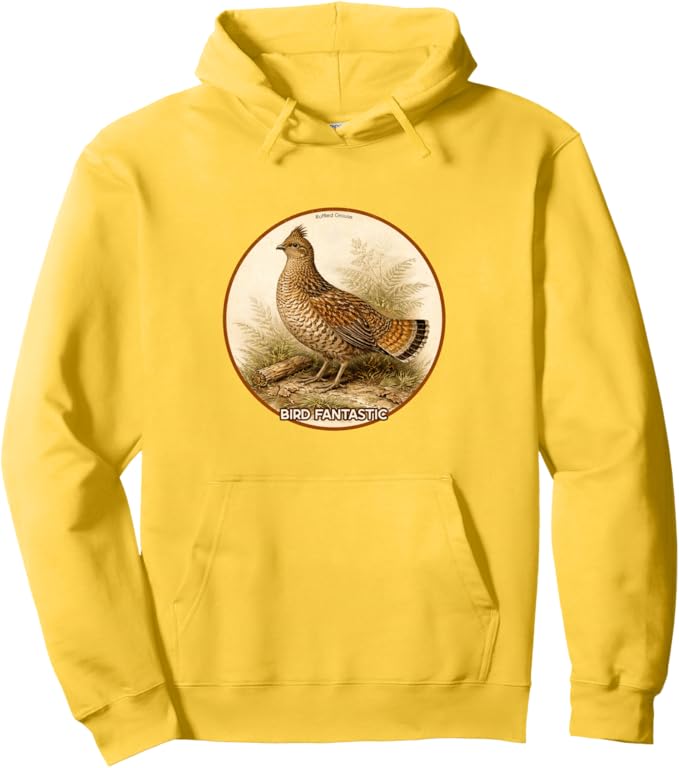Retro Ruffled Grouse Hoodie – Vintage Bird Design Sweatshirt