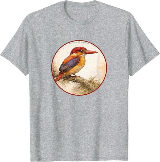 Retro Rufous-Backed Dwarf-Kingfisher T-Shirt Design 10 Colors by Bird Fantastic | Birding Graphic Tee