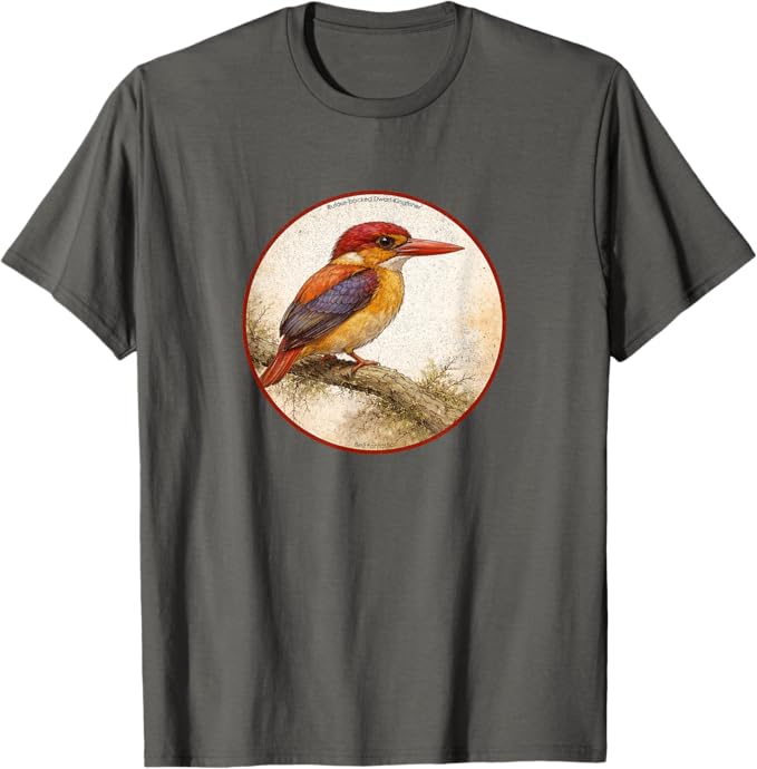 Retro Rufous-Backed Dwarf-Kingfisher T-Shirt Design 10 Colors by Bird Fantastic | Birding Graphic Tee