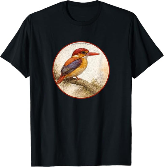 Retro Rufous-Backed Dwarf-Kingfisher T-Shirt Design 10 Colors by Bird Fantastic | Birding Graphic Tee