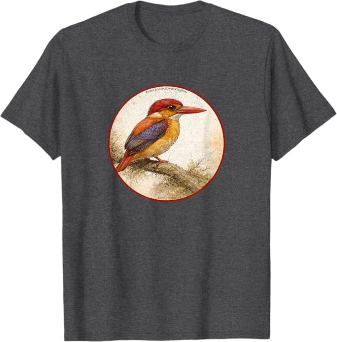 Retro Rufous-Backed Dwarf-Kingfisher T-Shirt Design 10 Colors by Bird Fantastic | Birding Graphic Tee