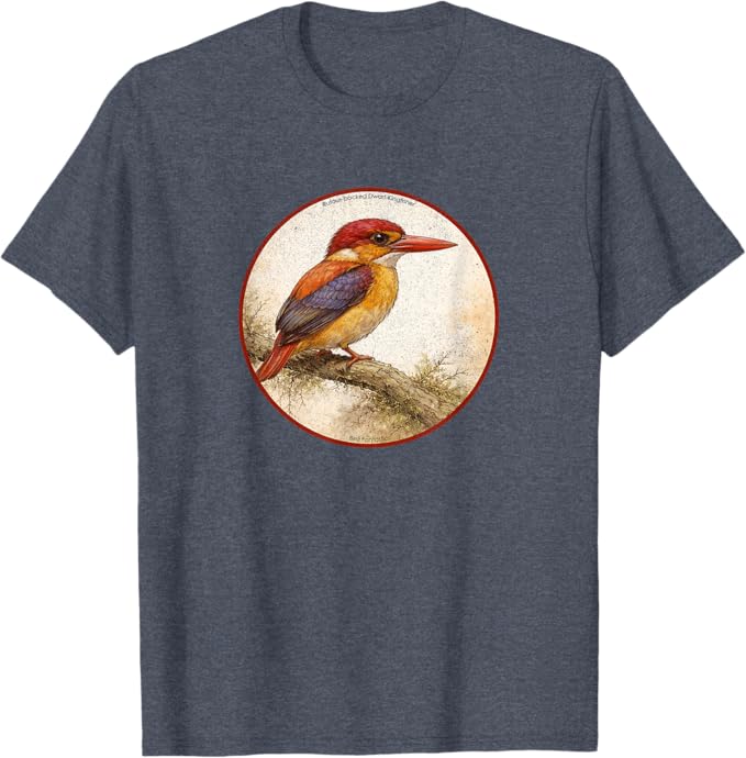 Retro Rufous-Backed Dwarf-Kingfisher T-Shirt Design 10 Colors by Bird Fantastic | Birding Graphic Tee