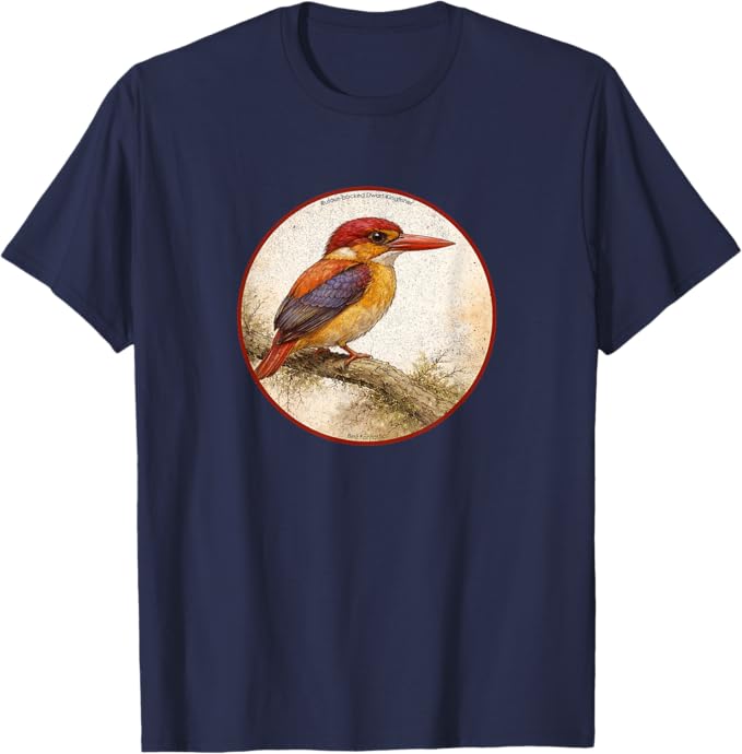 Retro Rufous-Backed Dwarf-Kingfisher T-Shirt Design 10 Colors by Bird Fantastic | Birding Graphic Tee