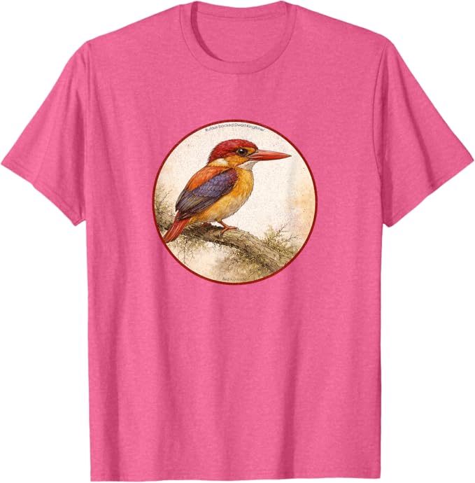 Retro Rufous-Backed Dwarf-Kingfisher T-Shirt Design 10 Colors by Bird Fantastic | Birding Graphic Tee