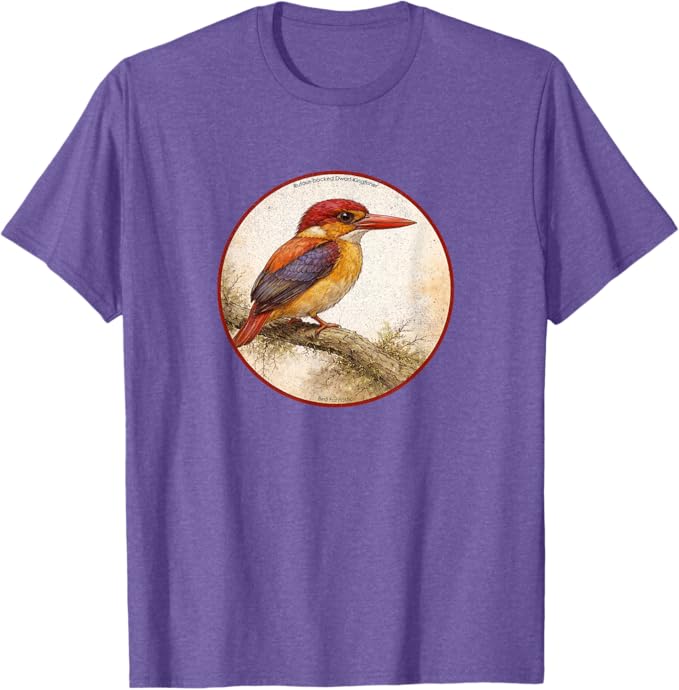 Retro Rufous-Backed Dwarf-Kingfisher T-Shirt Design 10 Colors by Bird Fantastic | Birding Graphic Tee
