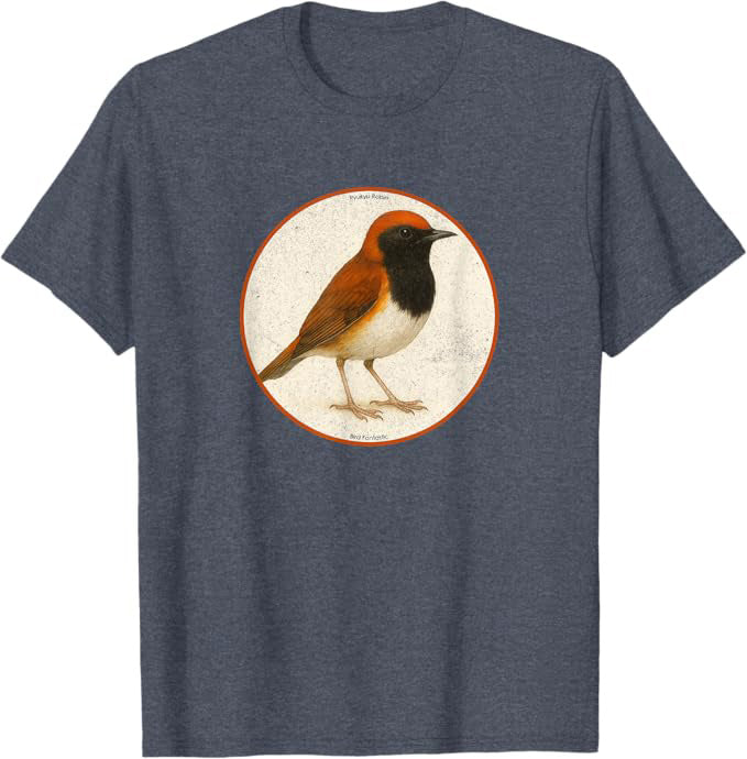 Ryukyu Robin T-Shirt Retro Design by Bird.fan | Birding Graphic Tee