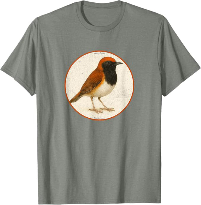 Ryukyu Robin T-Shirt Retro Design by Bird.fan | Birding Graphic Tee