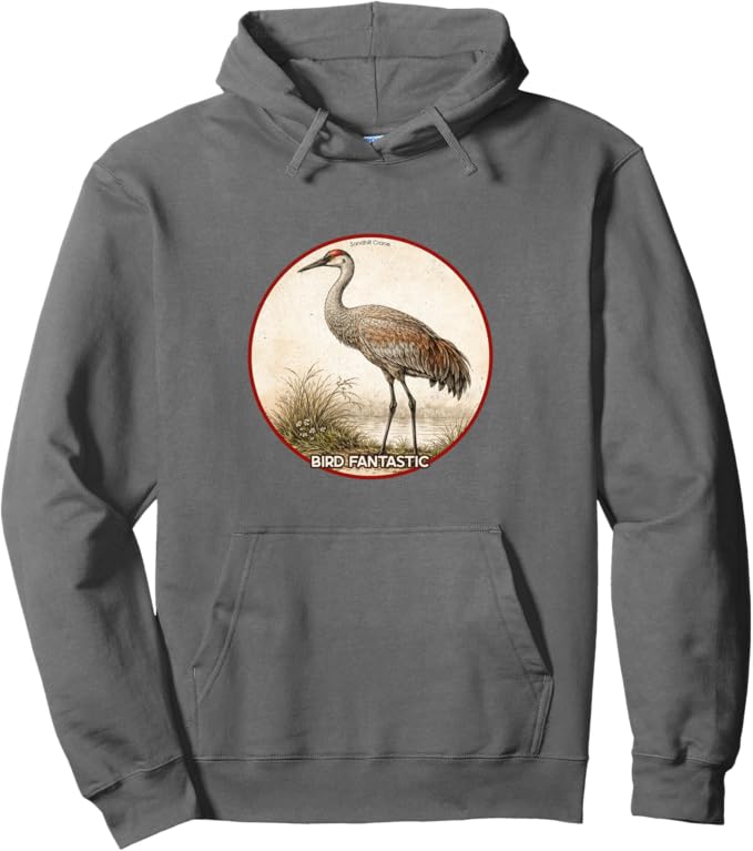 Retro Sandhill Crane Hoodie – Vintage Bird Design Sweatshirt