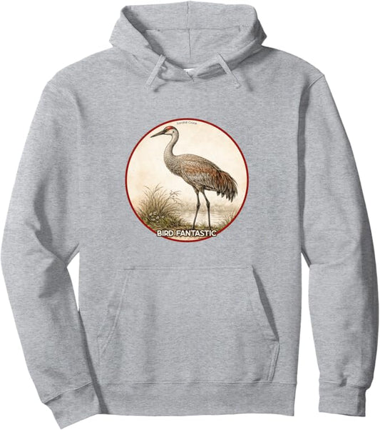 Retro Sandhill Crane Hoodie – Vintage Bird Design Sweatshirt