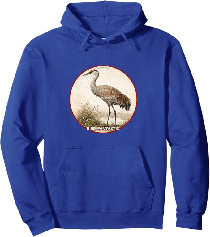 Retro Sandhill Crane Hoodie – Vintage Bird Design Sweatshirt