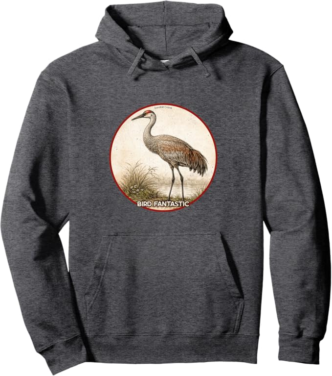Retro Sandhill Crane Hoodie – Vintage Bird Design Sweatshirt