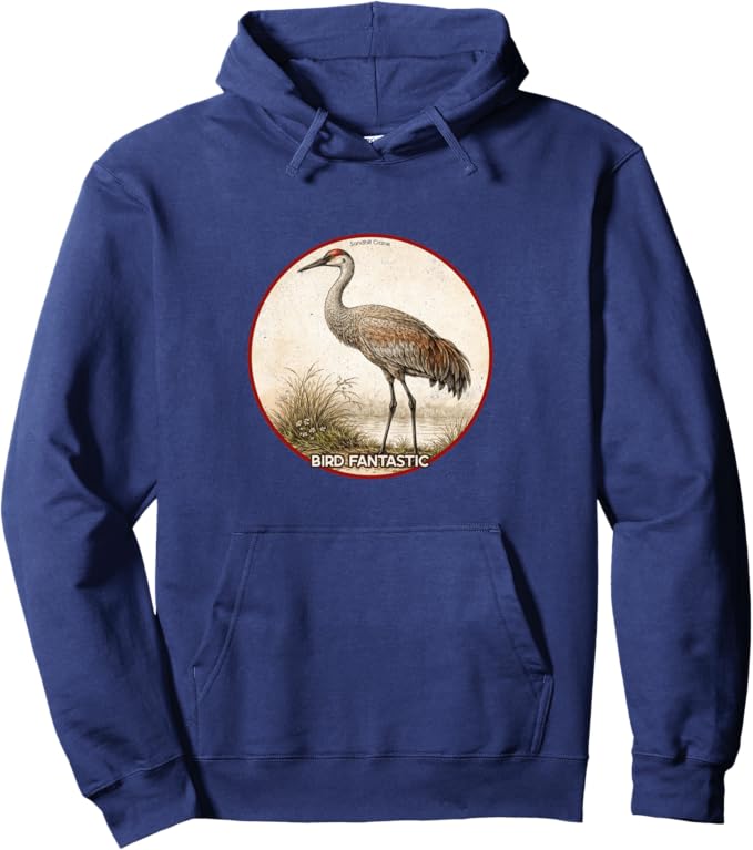 Retro Sandhill Crane Hoodie – Vintage Bird Design Sweatshirt