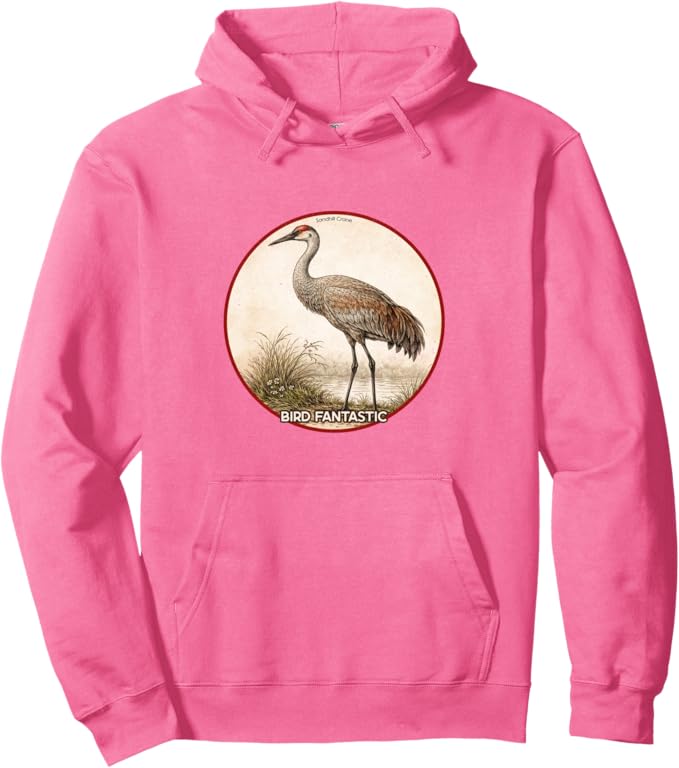 Retro Sandhill Crane Hoodie – Vintage Bird Design Sweatshirt