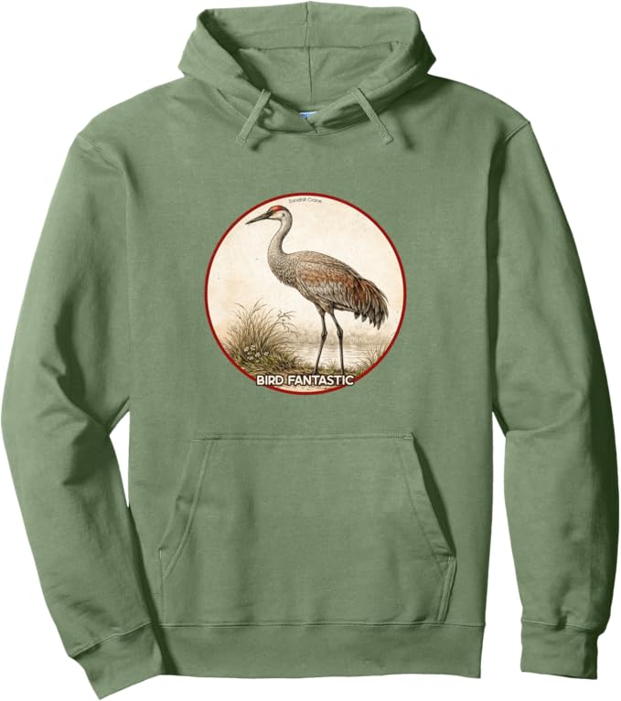 Retro Sandhill Crane Hoodie – Vintage Bird Design Sweatshirt