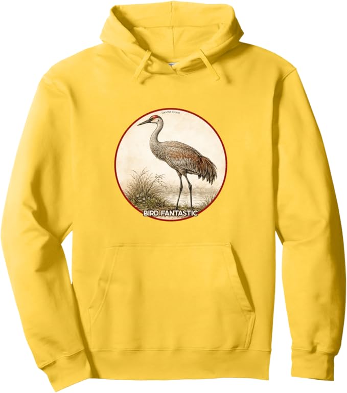 Retro Sandhill Crane Hoodie – Vintage Bird Design Sweatshirt