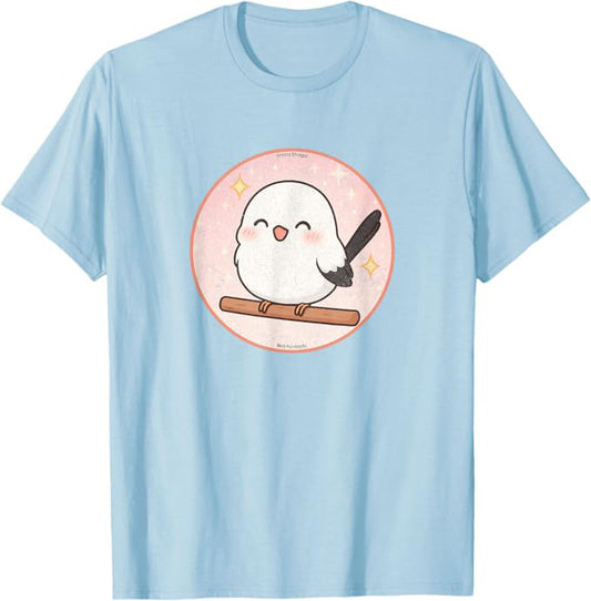 Super Cute Shima Enaga “Japanese Snow Fairy Bird” T-Shirt by Bird.fan | Birding Graphic Tee