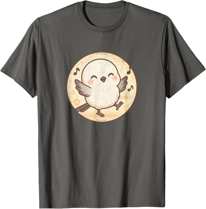 Cute Dancing Shima Enaga “Japanese Snow Fairy” Bird Design T-Shirt | Birding Graphic Tee